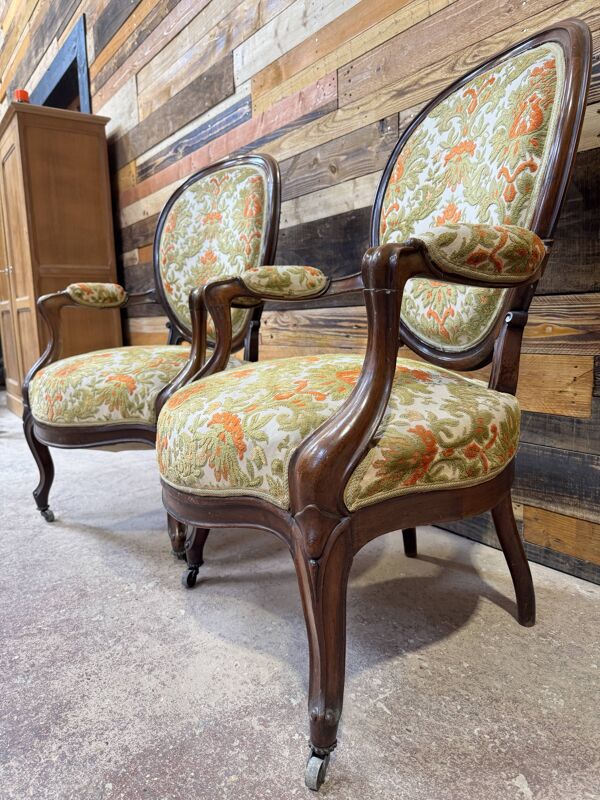Paire de fauteuils en acajou de style Louis-Philippe, 19ème siècle