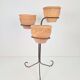 Brutalist Wrought Iron Plant Stand with Handmade Terracotta Pots, 1970s, Set of 4