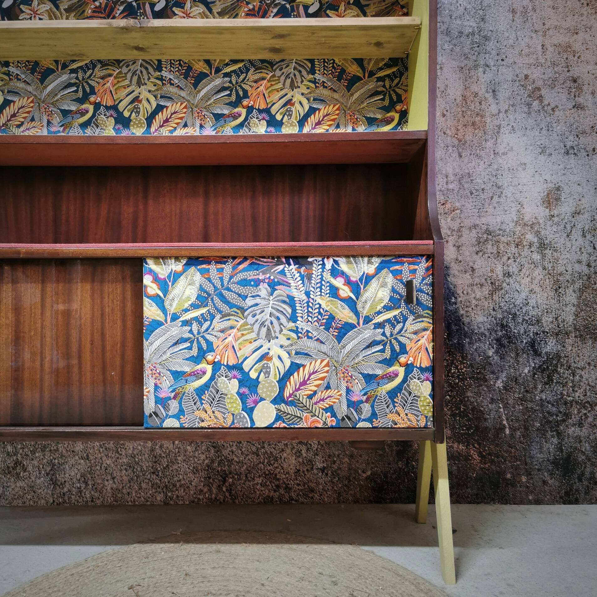 Vintage asymmetrical sideboard with compass legs