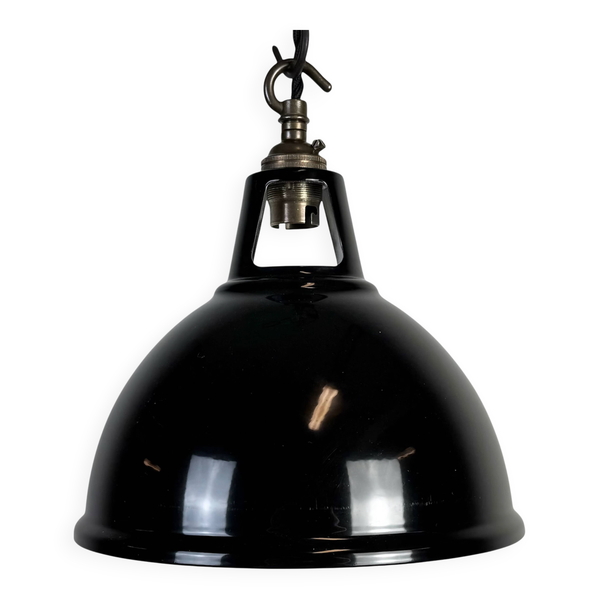 Vintage Industrial Black Painted Pendant Lamp