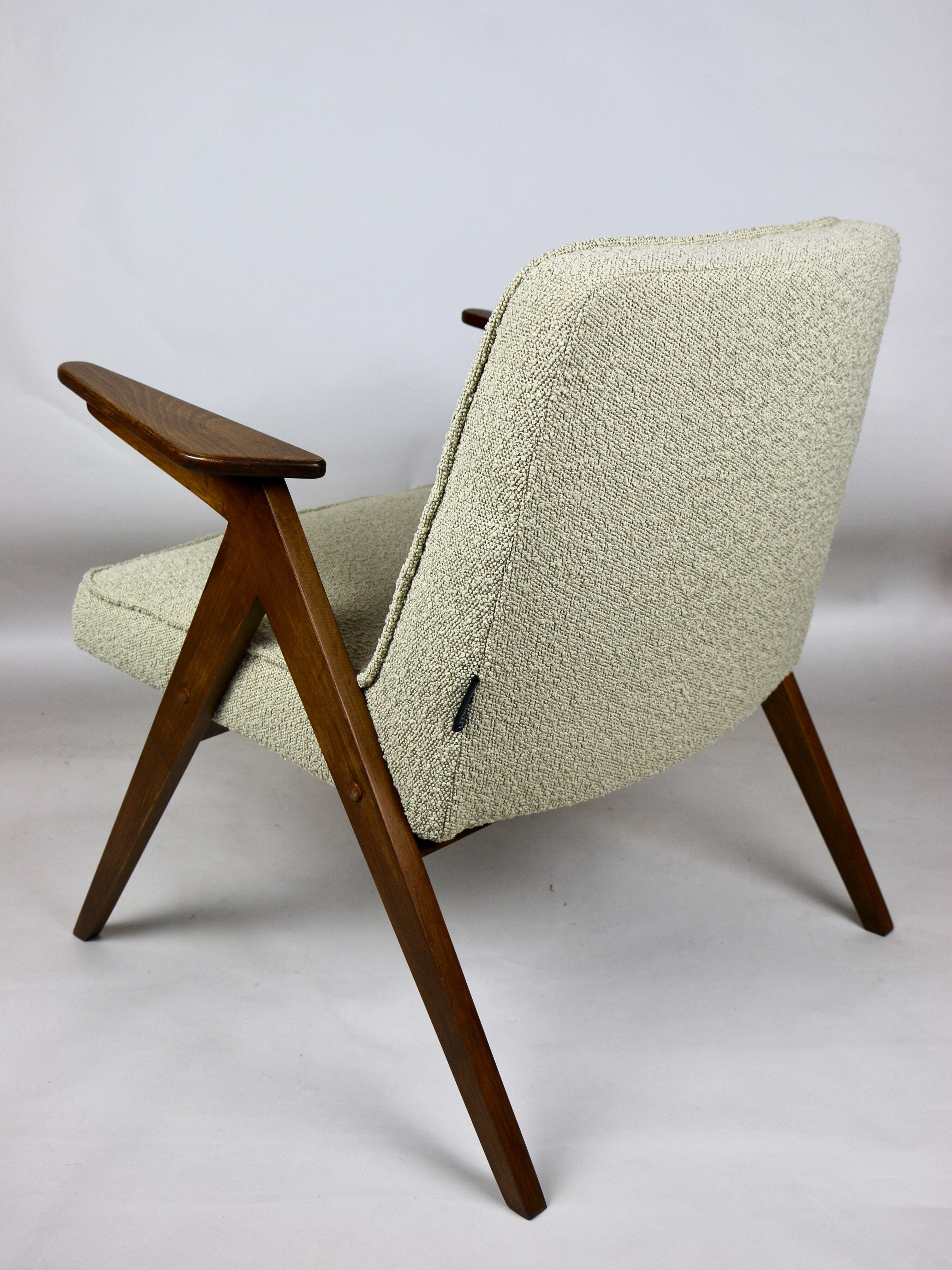 Beige boucle Bunny armchair by Józef Chierowski, 1970s
