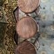 3 curved wooden bar stools