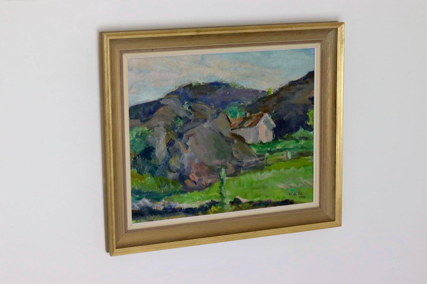 Original Early Century Swedish Oil On Canvas Painting" Abstract Landscape " by Gertrud de Val
