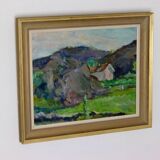 Original Early Century Swedish Oil On Canvas Painting" Abstract Landscape " by Gertrud de Val