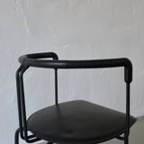 4 postmodern black leather armchairs from Cidue, Italy, 1990s