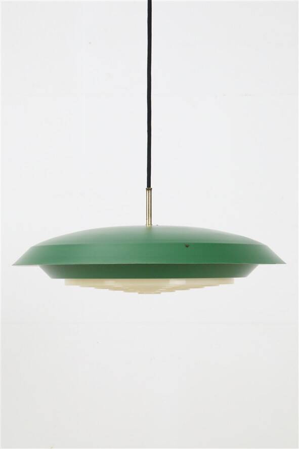 Rare big Lyfa Space Age pendant lamp / Mid-century Danish modern design / 1960s / 1970s / green