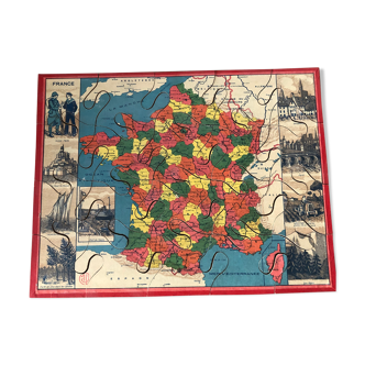 Ancient wooden puzzle, map of France