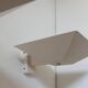 Set of modernist wall lights, white lacquered metal, France 1970