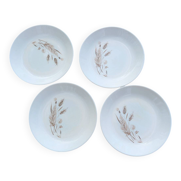 4 assiettes creuses Sovirel en opaline blanche (1970)