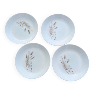 4 deep plates Sovirel in white opaline (1970)