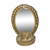 Miroir de table, coquillages dorés de 1970