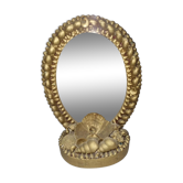 Miroir de table, coquillages dorés de 1970
