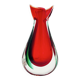 Vase sculpture murano michele onesto oball sommerso rouge vert 23.5cm