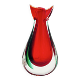 Vase sculpture murano michele onesto oball sommerso red green 23.5cm