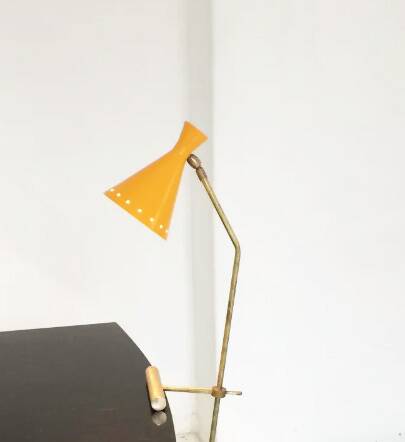 Large Italian brass counterweight lamp, 50s design