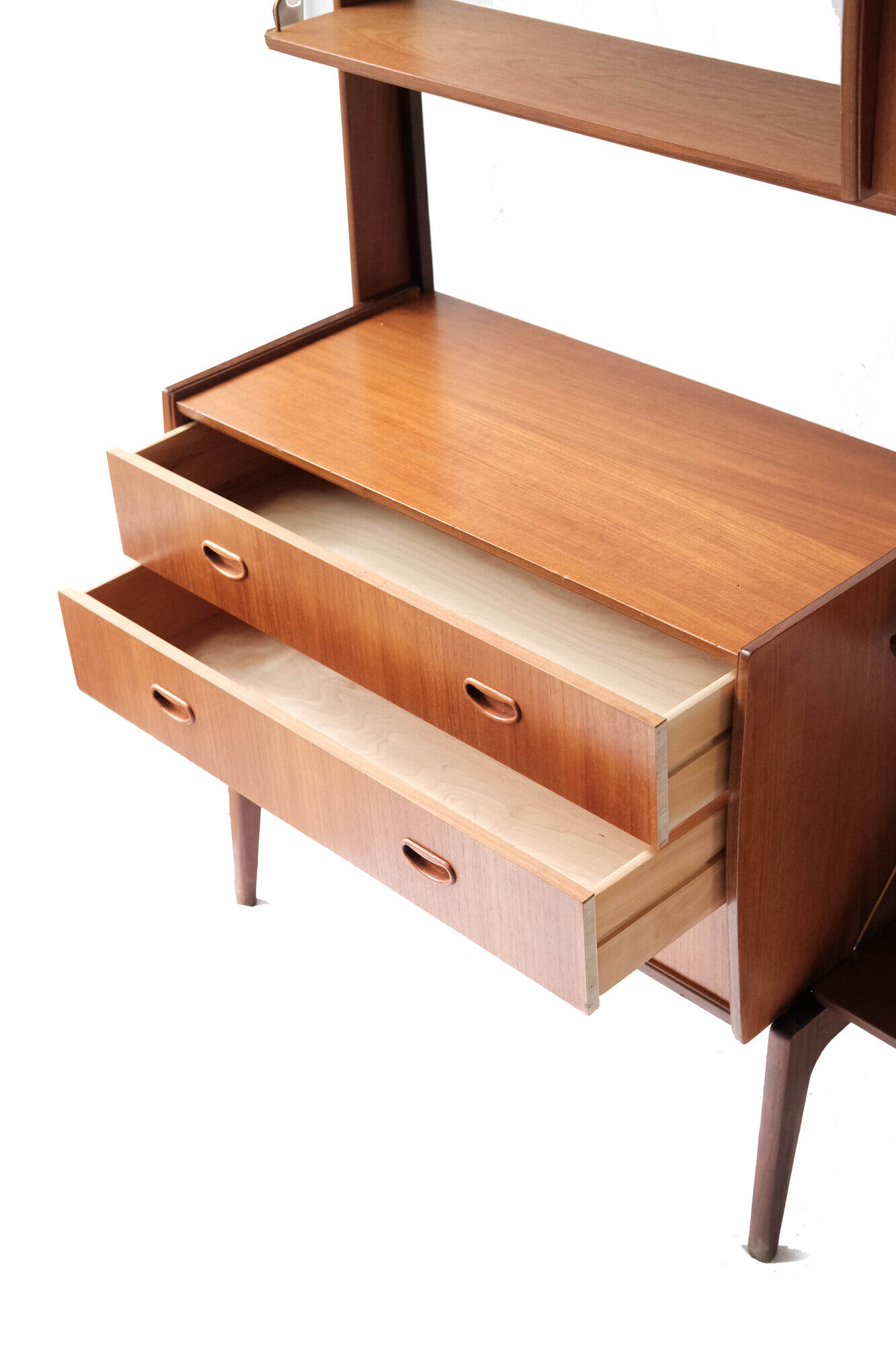 Free standing teak wall unit by Torbjorn Afdal for Bruksbo Tyristrand, 2 Modules, Norway 1960's
