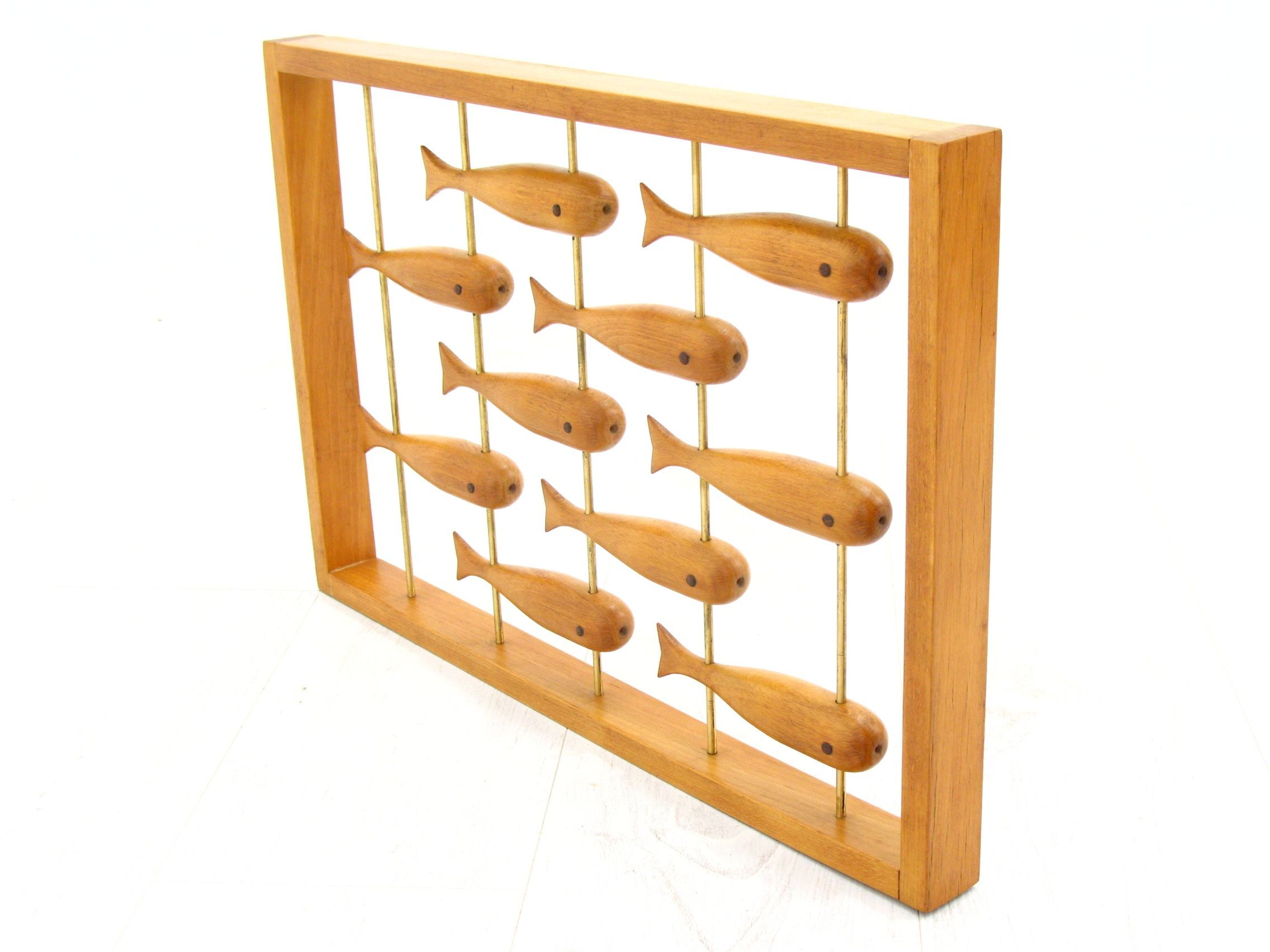 Wall decoration in teak 70's Denmark