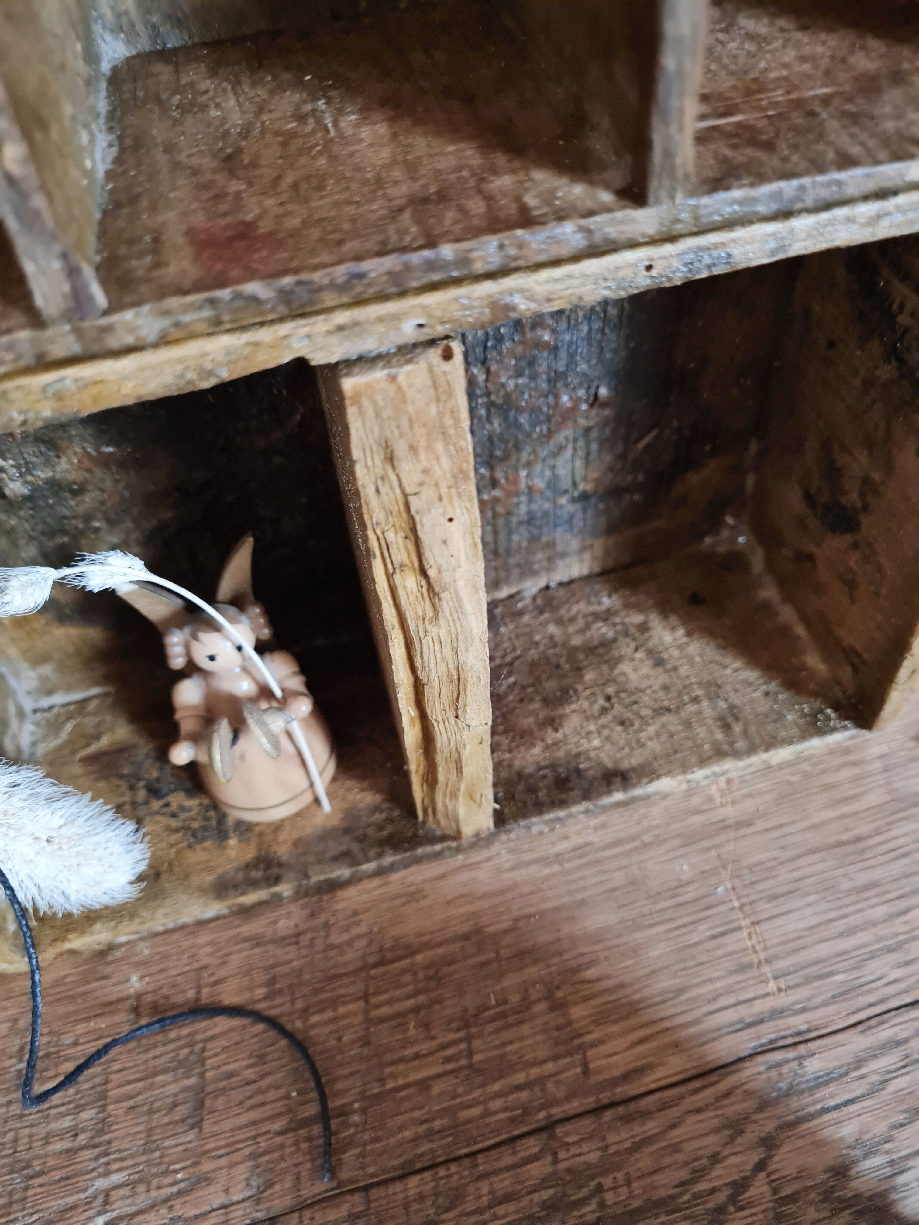 Old trio wooden workshop lockers