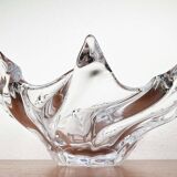 Large Modern Crystal Glass Fruit Bowl from the Mid-Century by Art Vannes, France, 1960s