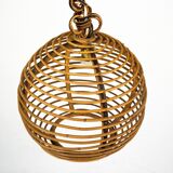 Chandelier en bambou sphérique vintage des années 1950