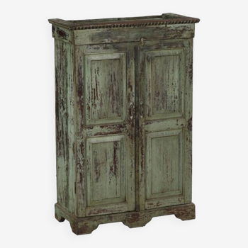 Armoire verte vieux teck piece et patine d'origine inde