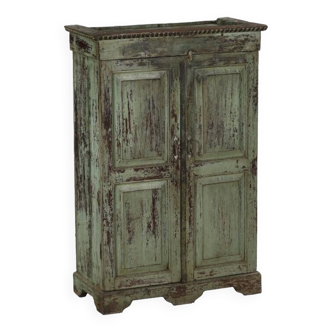 Armoire verte vieux teck piece et patine d'origine inde