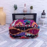 Handmade Berber pouf in wool 60 X 60 X 20 CM