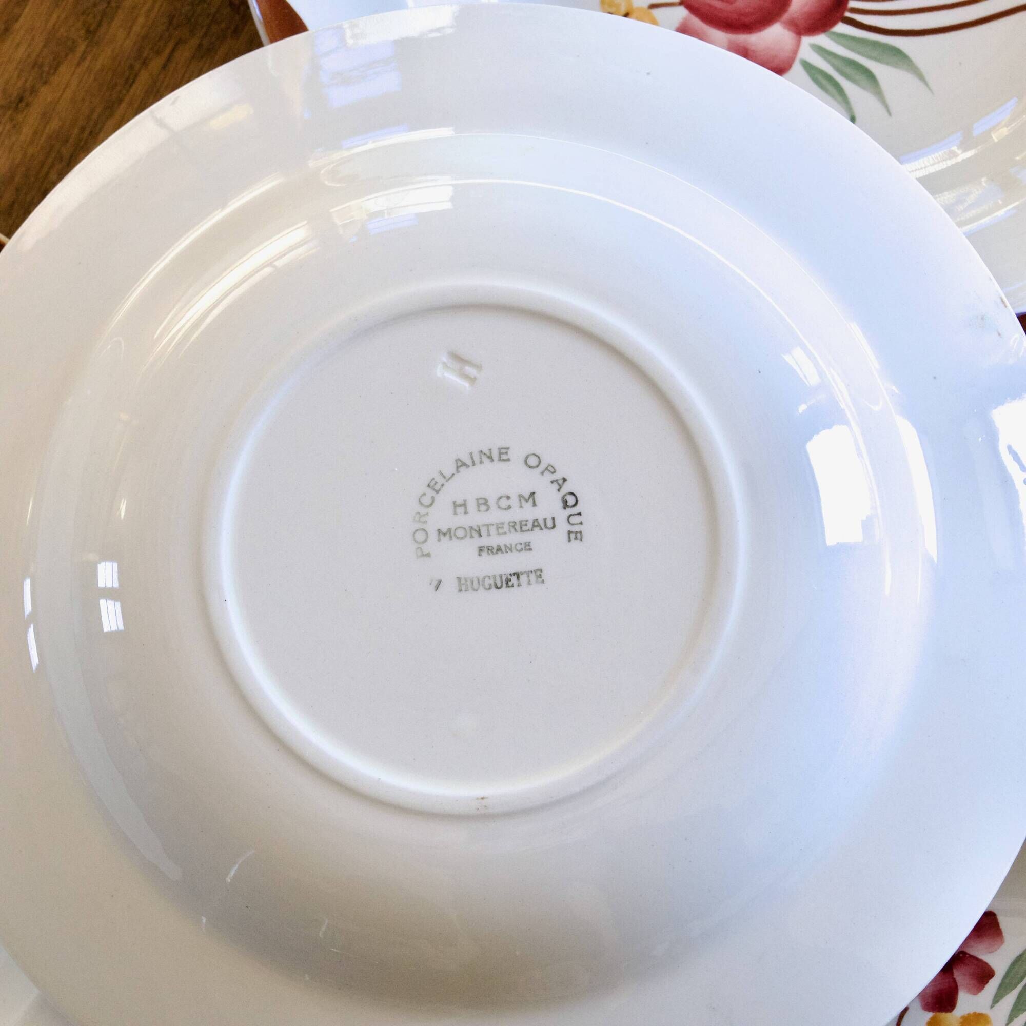 Antique plates from 1920, Choisy-le-Roi, Creil & Montereau, "Huguette"