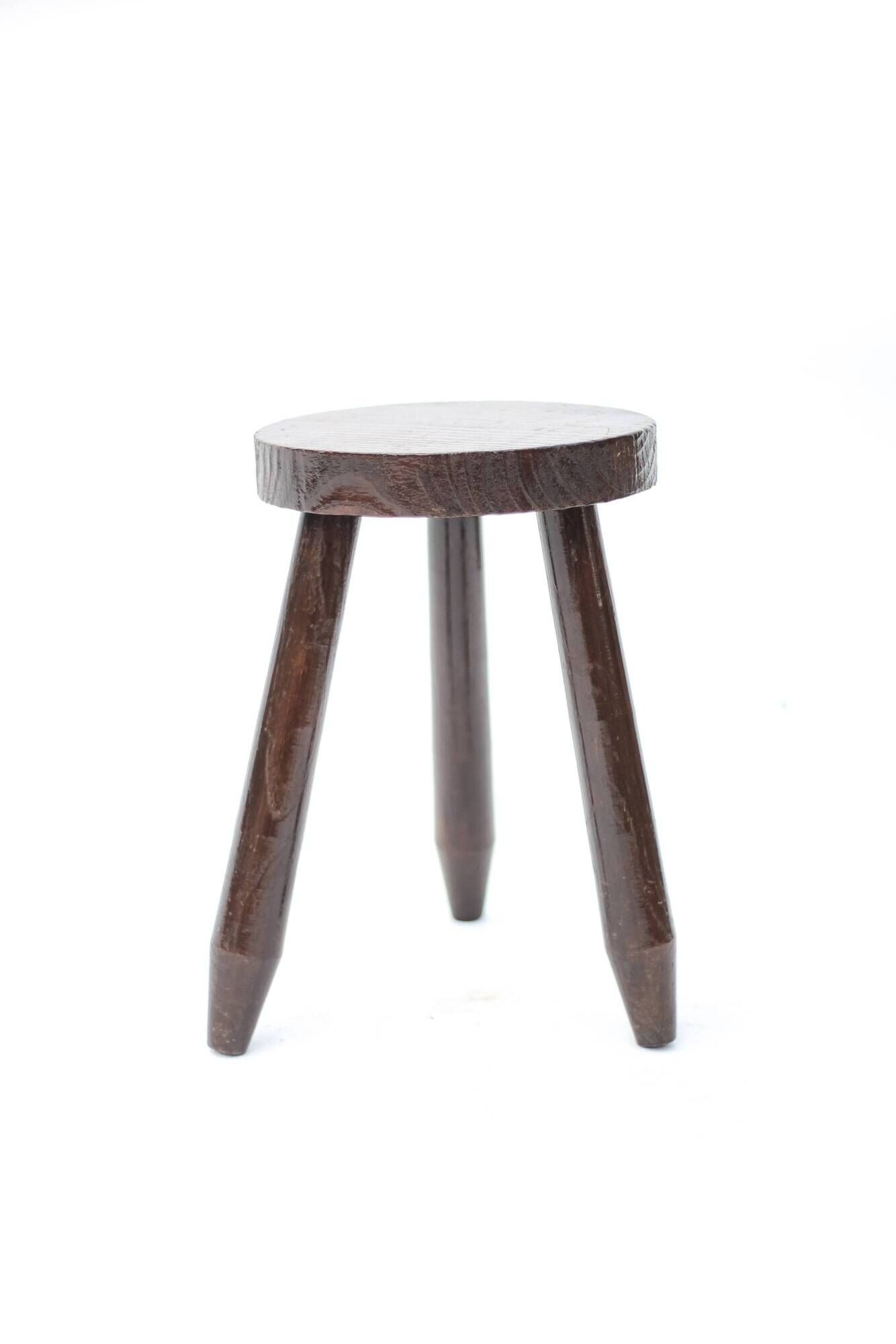 Vintage stool, wooden stool, tripod stool, brutalist, plant stand.