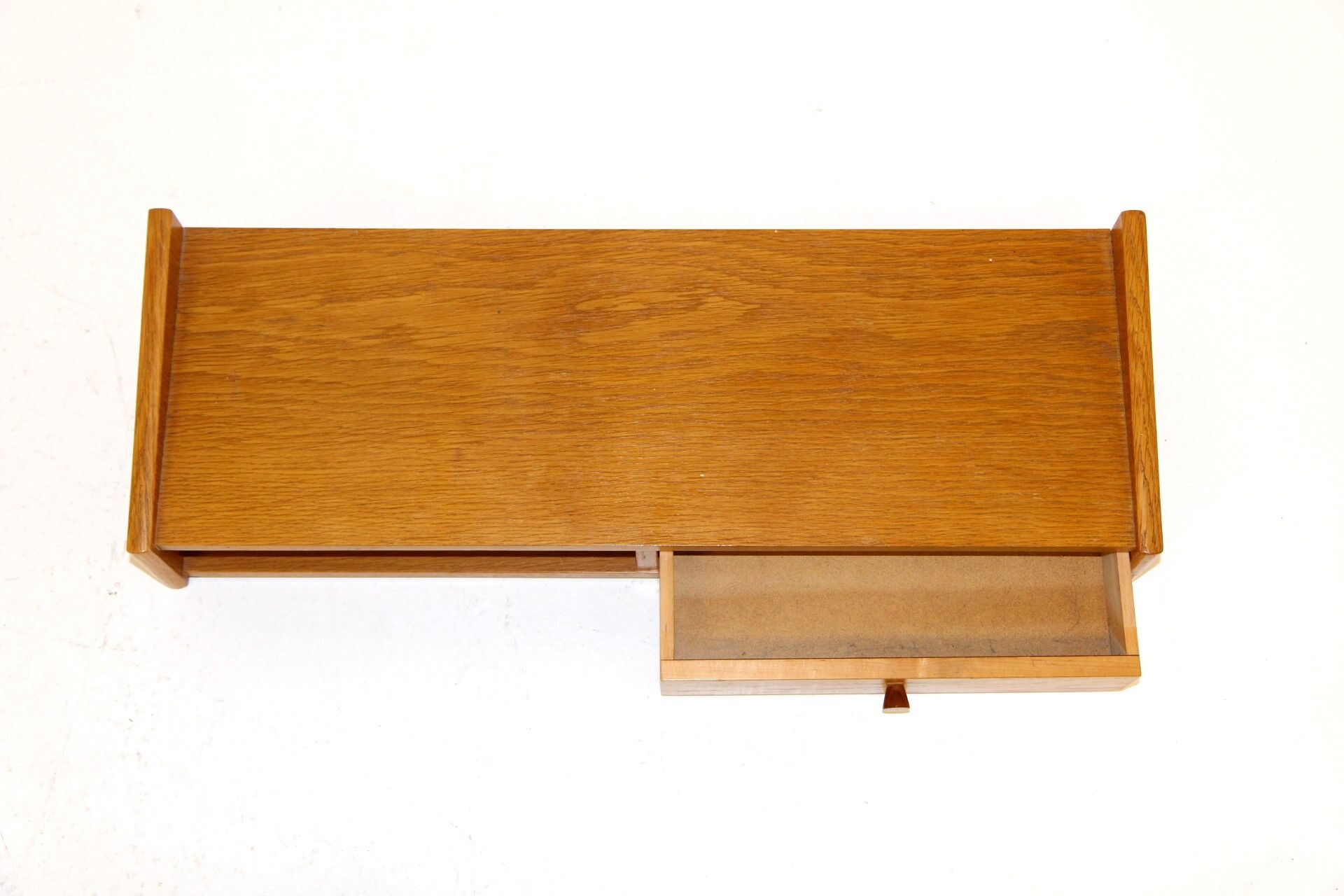 Oak wall console, suede, 1960