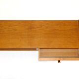 Oak wall console, suede, 1960