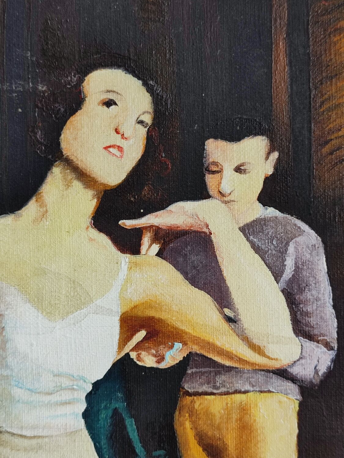 Painting on canvas former ballet dancers signed