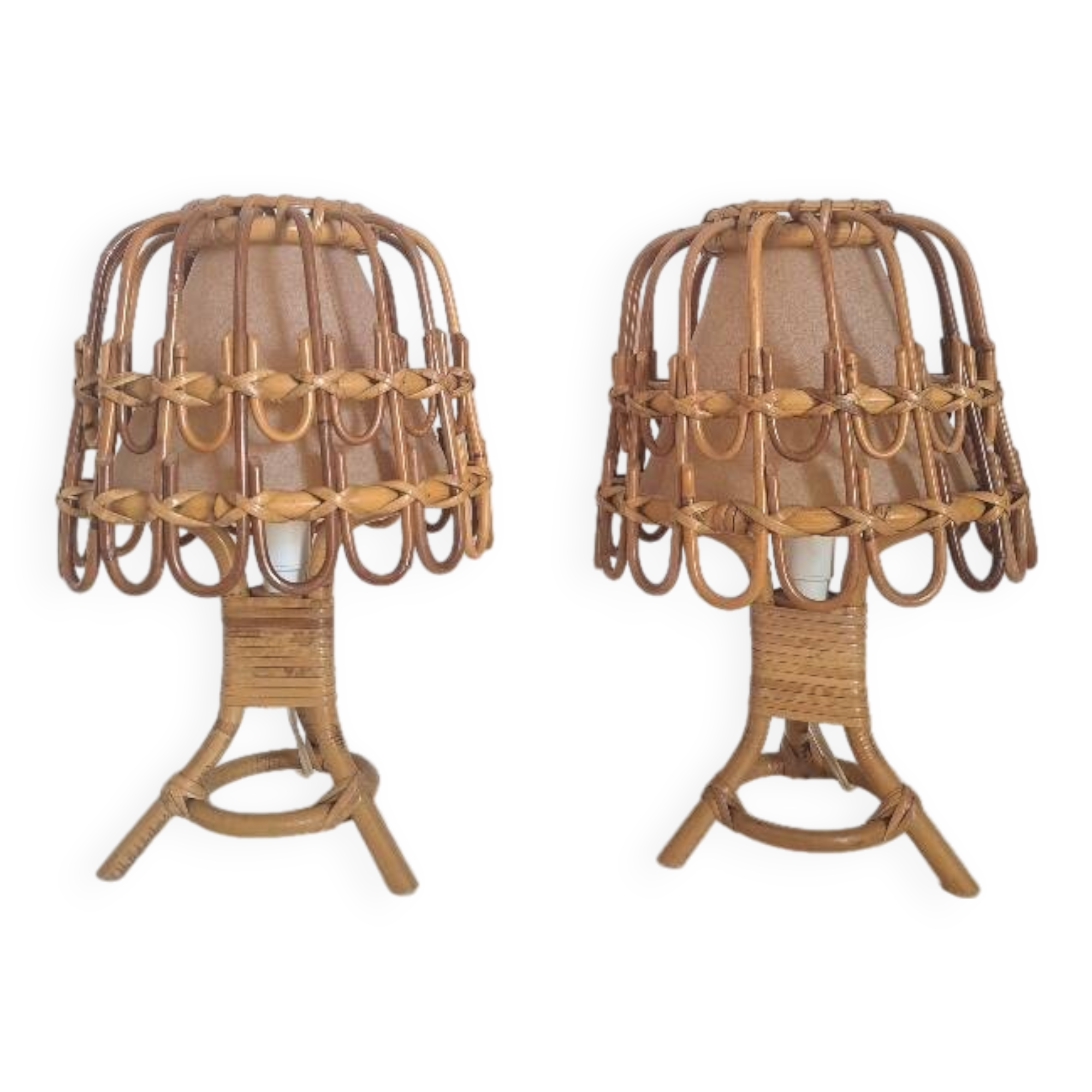Paire de lampes de chevet en bambou