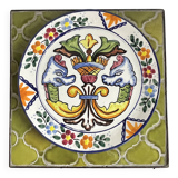Decorative ceramic plate with griffins