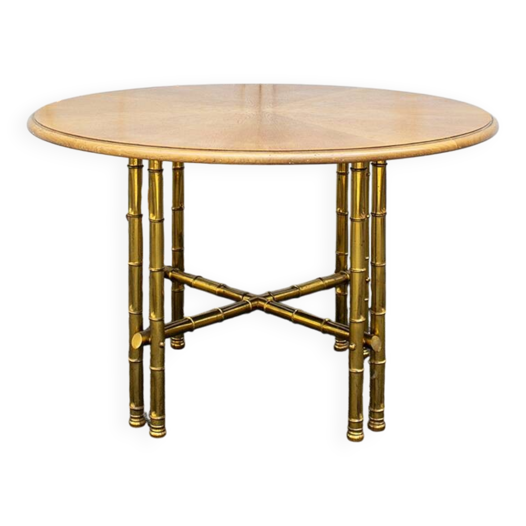 Struttura in ottone lavorato e piano in legno Italia, 1970