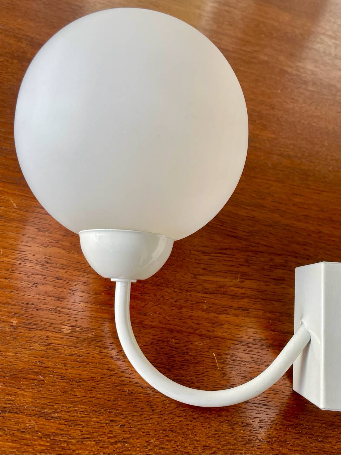 White metal wall light and opaline ball