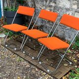 Framar folding chairs orange felt 1970