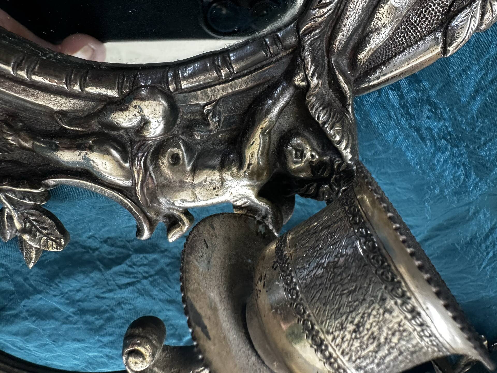 Rare pair of mirror sconces with putti. Napoleon III / Art Nouveau ~