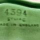 Pot cover in ceramic slurry glazed green pattern foliage and swan made in england numbered