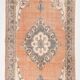 Tapis vintage orange et beige à médaillon central patiné, 157x299 Cm