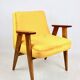 Fauteuil vintage Chierowski 366, 1970, velours jaune or