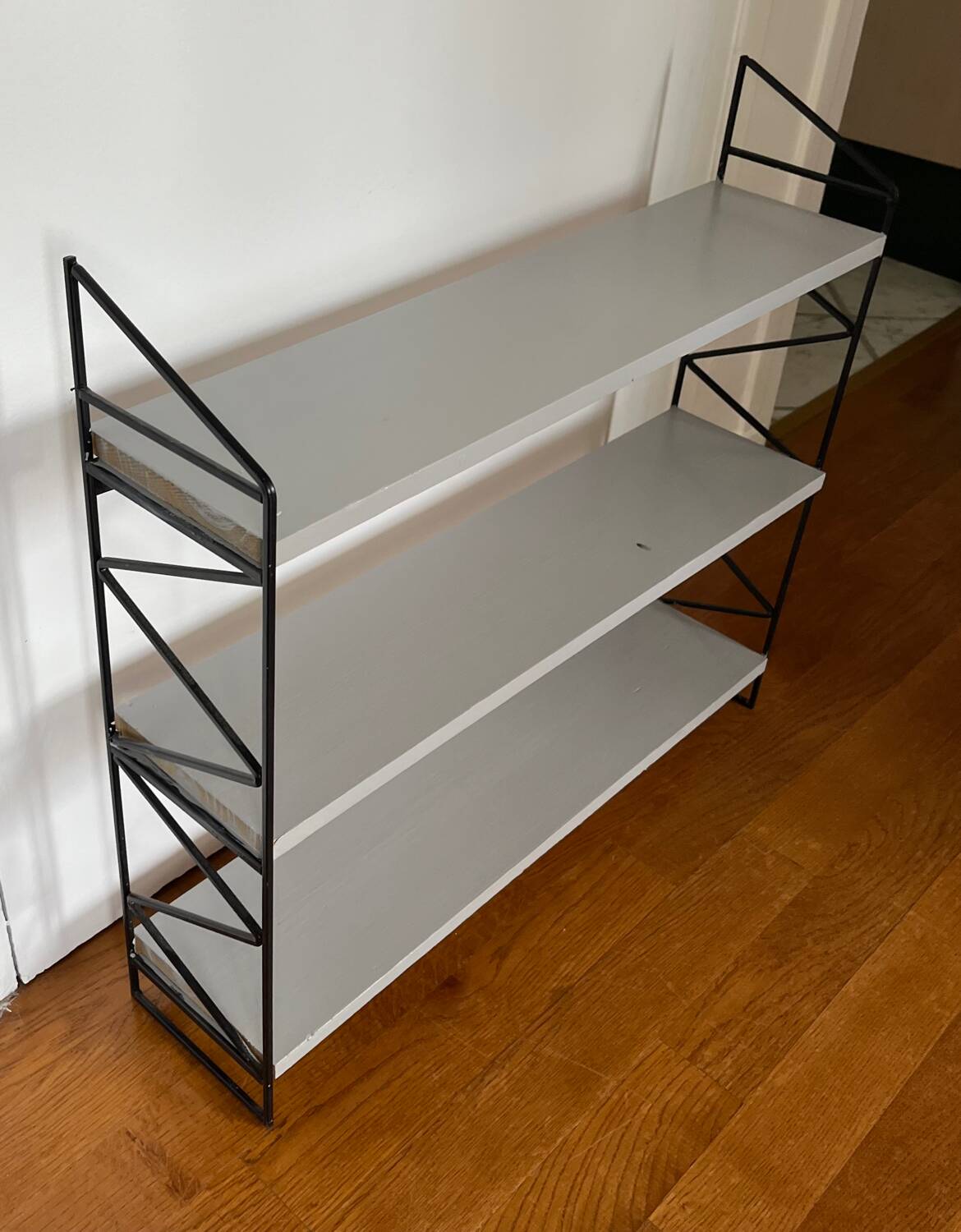Vintage wood and metal shelf