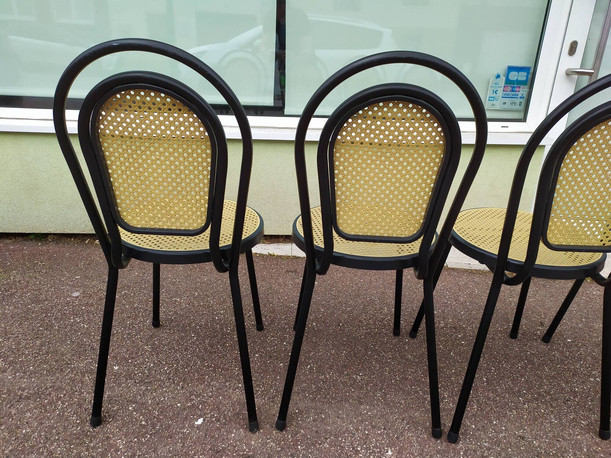 Lot of 4 black bistro chairs