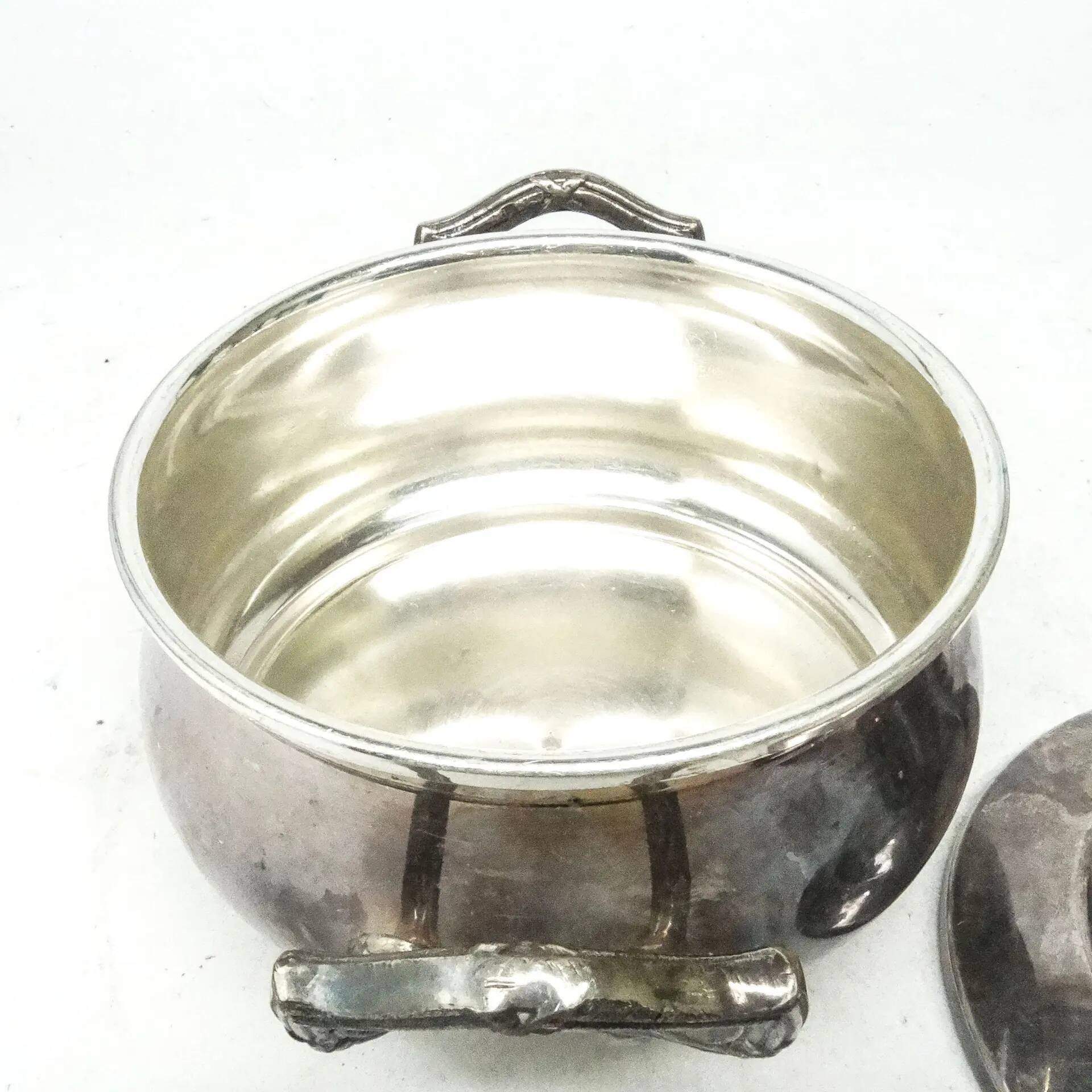 Sucrier, Art Déco, laiton argenté, Belgique, années 1930
