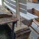 Banc de jardin en bois peint vers 1950