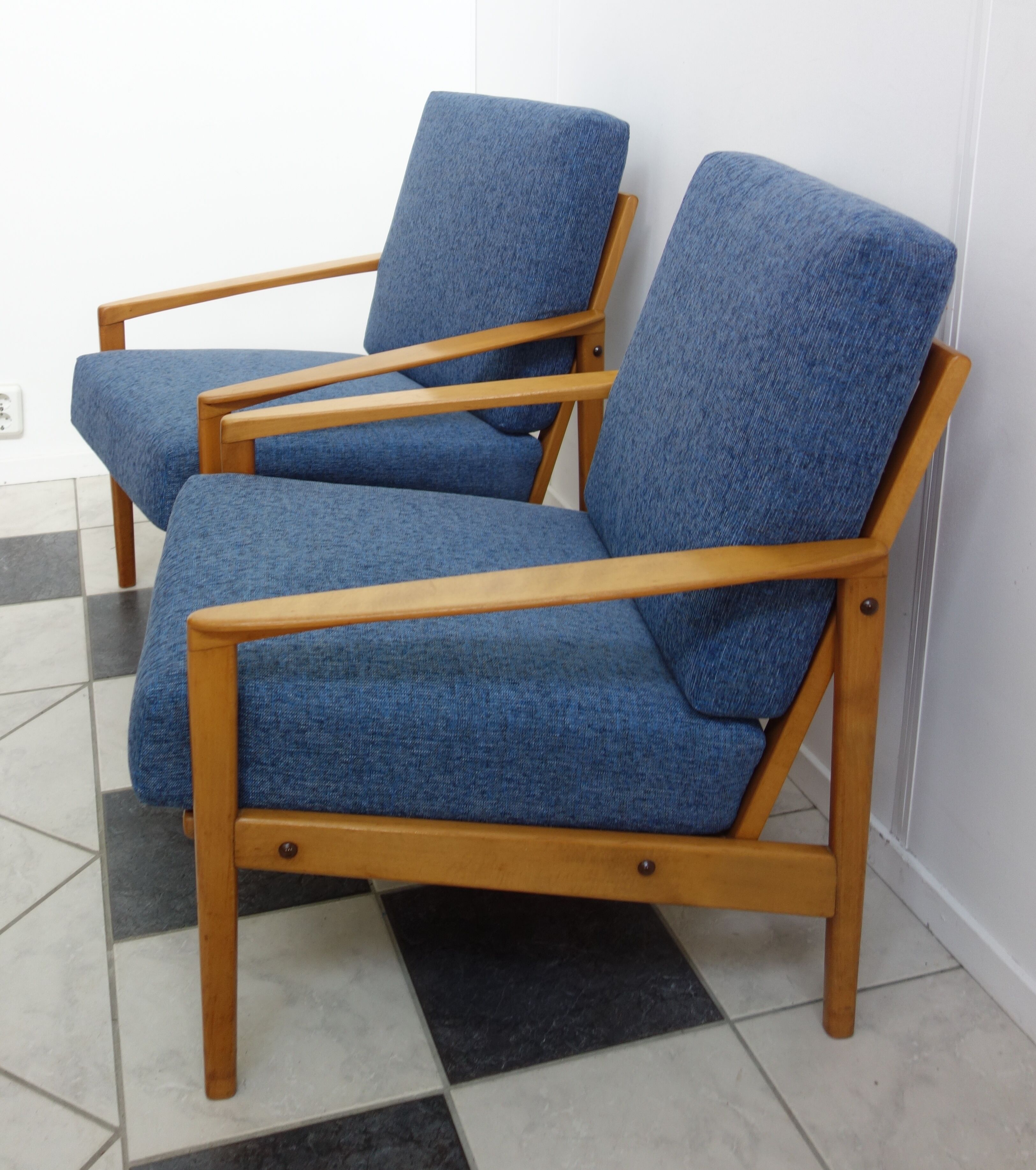 Set of two blue chairs 1960s