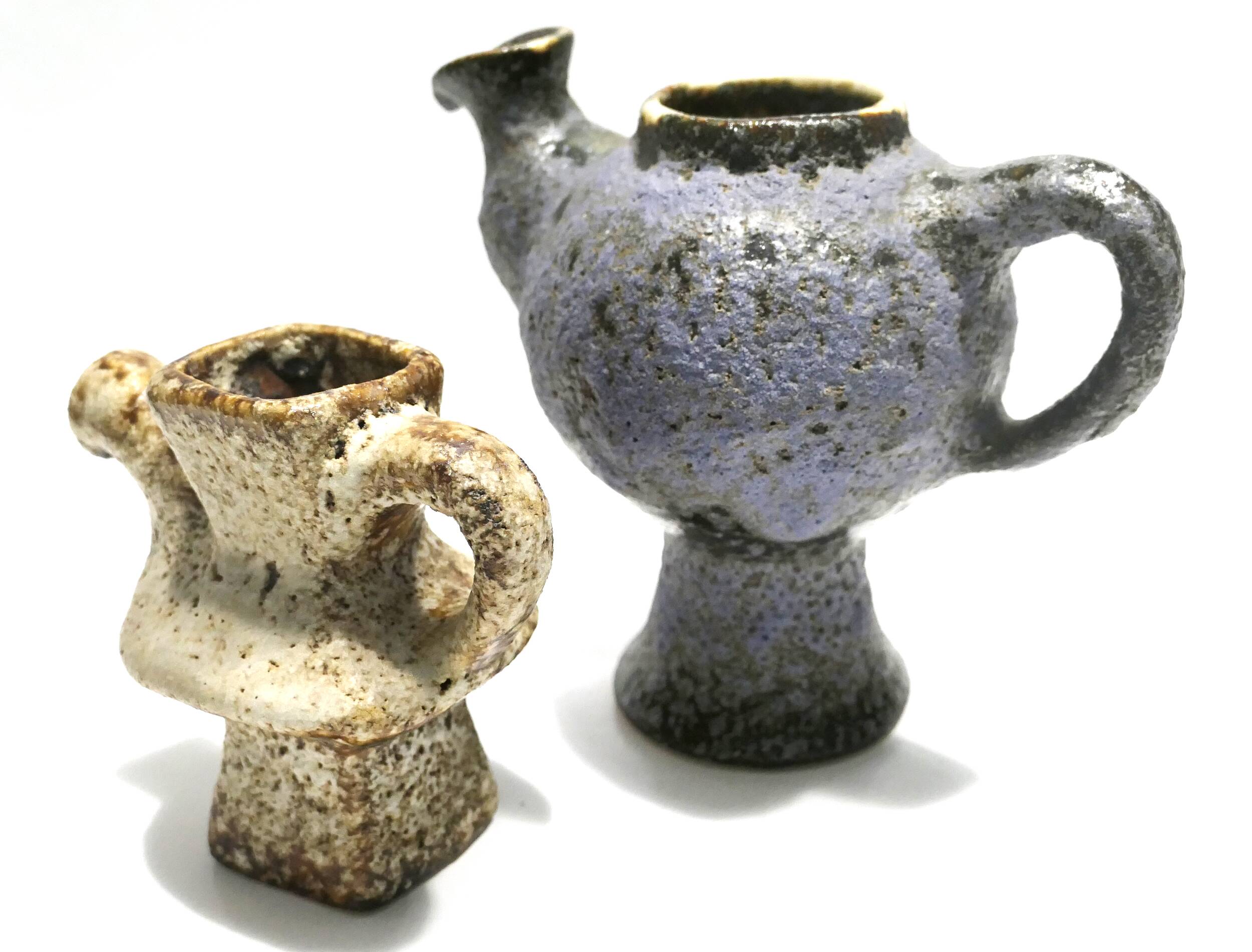 Pair of small ceramics from 1973 by Van Woerden for Vest Gouda