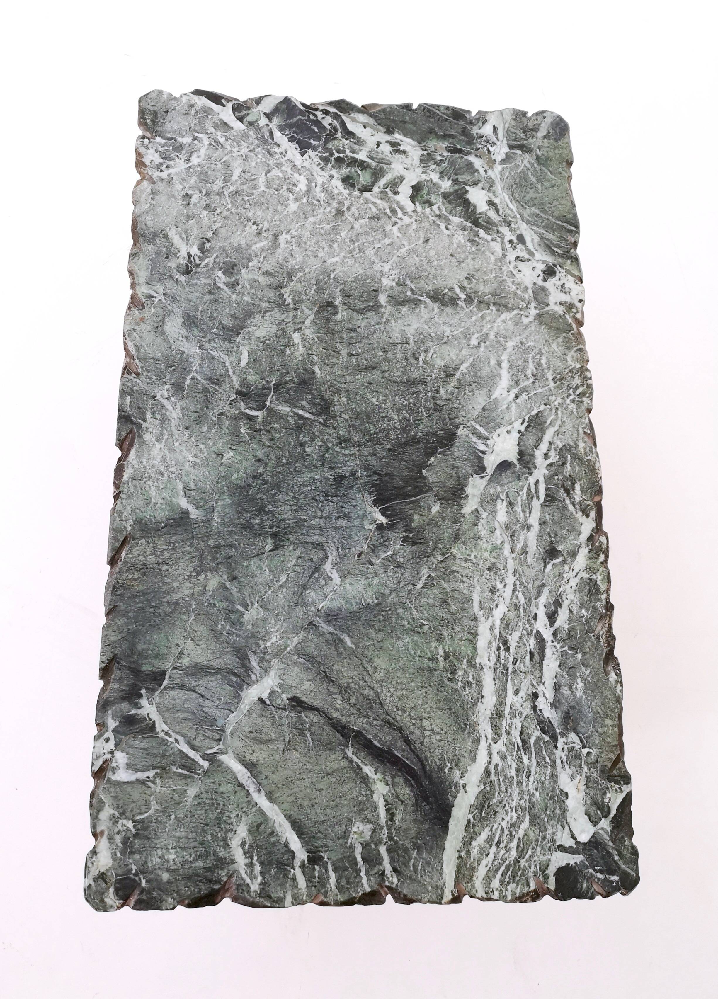 Ebonized Wood Coffee Table with a Green Alps Marble Top, Italy