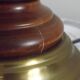 French Mid-Century Brass and Turned Wood Table Lamp with Hide Skin Shade