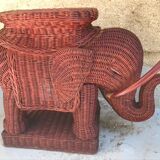 Table d'appoint elephant rotin 1970